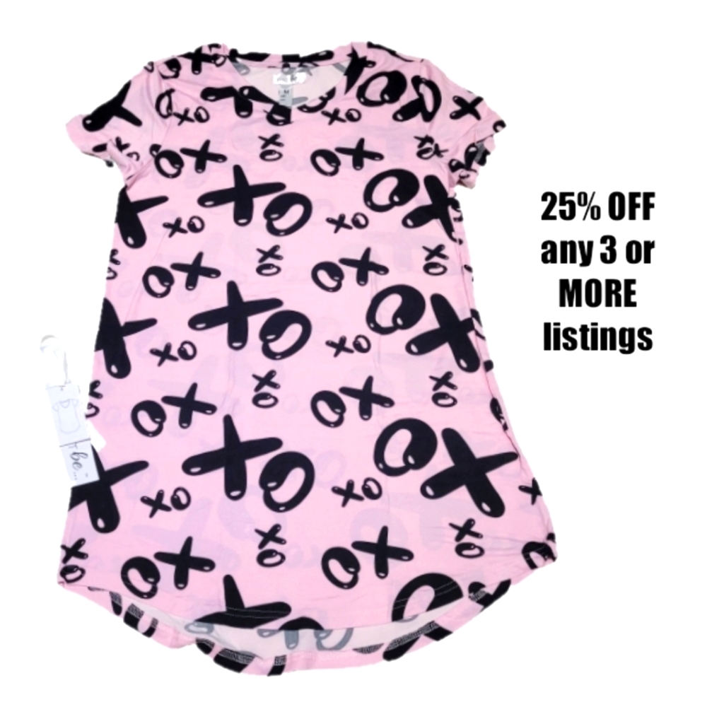 Medium Sleep Tee Shirt Pajama Pink Soft Loungewear Short Sleeve Mini Dress Pj